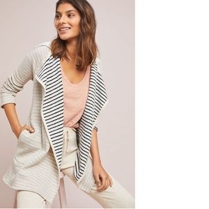 Anthropologie Hooded Stripe Cardigan